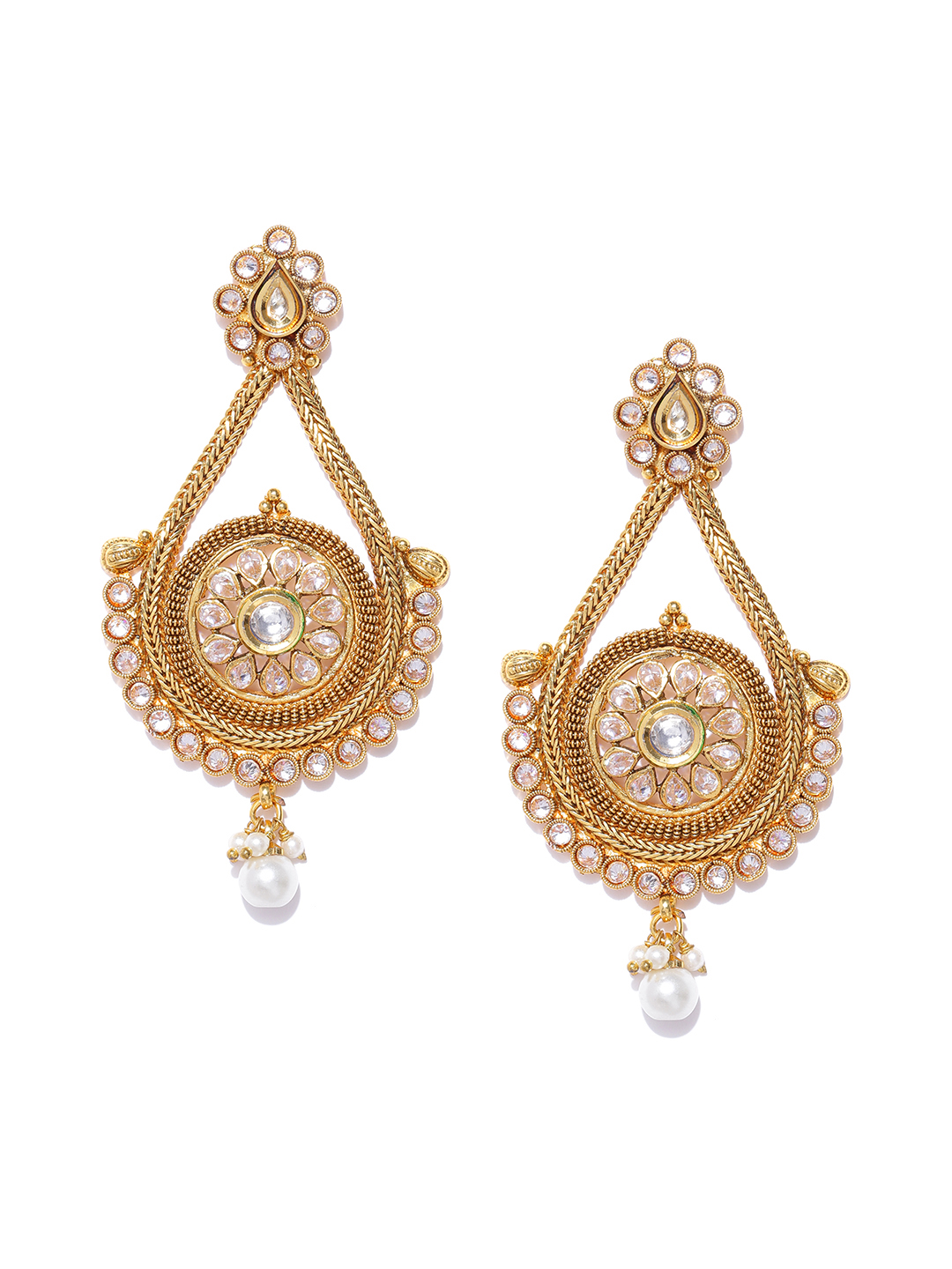 YouBella Gold-Toned Crescent Shaped Chandbalis